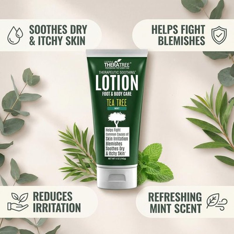 TheraTree Tea Tree Oil Lotion - Soothing Moisturizer with Aloe Vera & Neem Oil for Dry Skin | 5 oz