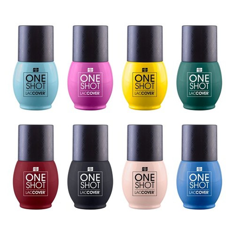 LACCOVER ONE SHOT - NAIL POLISH GEL SET WILD COLLECTION, 8 COLORS, 1/2 Fl Oz each one, by NAIL FACTORY