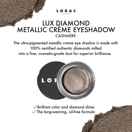 LORAC Lux Diamond Crème Eye Shadow - Metallic Shimmer Powder in Cashmere Silver