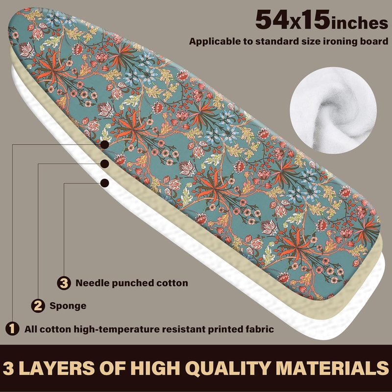 Caius Ironing Board Cover - Easy Installation, Stain Resistant, Fits 15x54 Standard Size