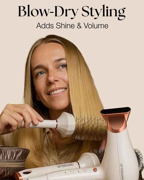 Lily England Round Hair Brush Set, 4 Piece Professional Blow Dry Kit with 3 Round Brushes and Comb for Styling, Beauty Gifts Sets for Women (White)