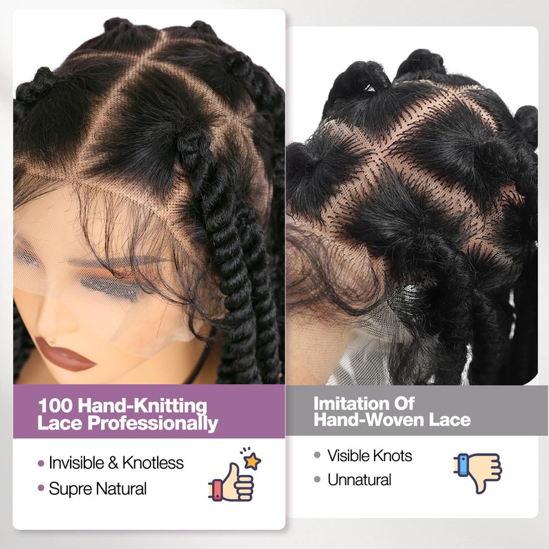 WIGER Real 360 Full Lace Twisted Wigs Single-layer HD Lace Braided Wigs for Black Women Knotless Senegal Twist Wigs Long Full Lace Wigs with 22 Handmade Twists Synthetic Lace Front Hair Wig