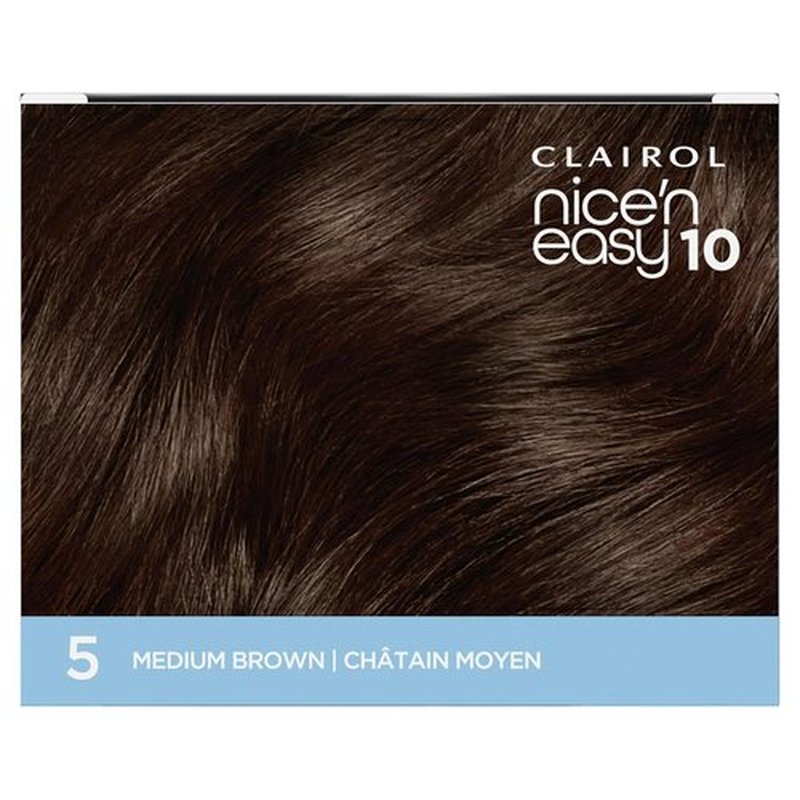 Clairol Nice'N Easy Permanent Hair Dye - 5 Medium Brown Color - Single Pack for Effortless Coverage