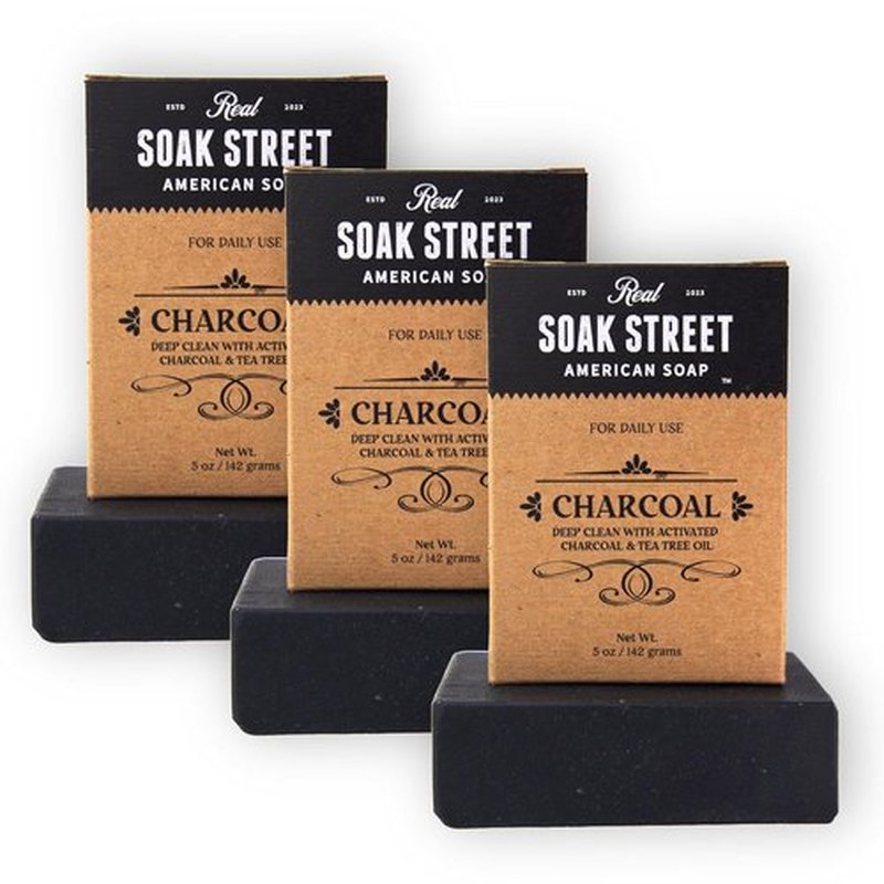 Real American Soap - Activated Charcoal & Tea Tree Oil Bar Soap (3 Pack) | Long-Lasting, Moisturizing Formula