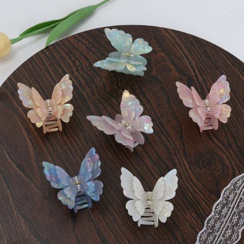 NAISIER Butterfly hair clips for women girl Butterfly claw clips Hair Accessories for Girls & Women.(White pink blue)