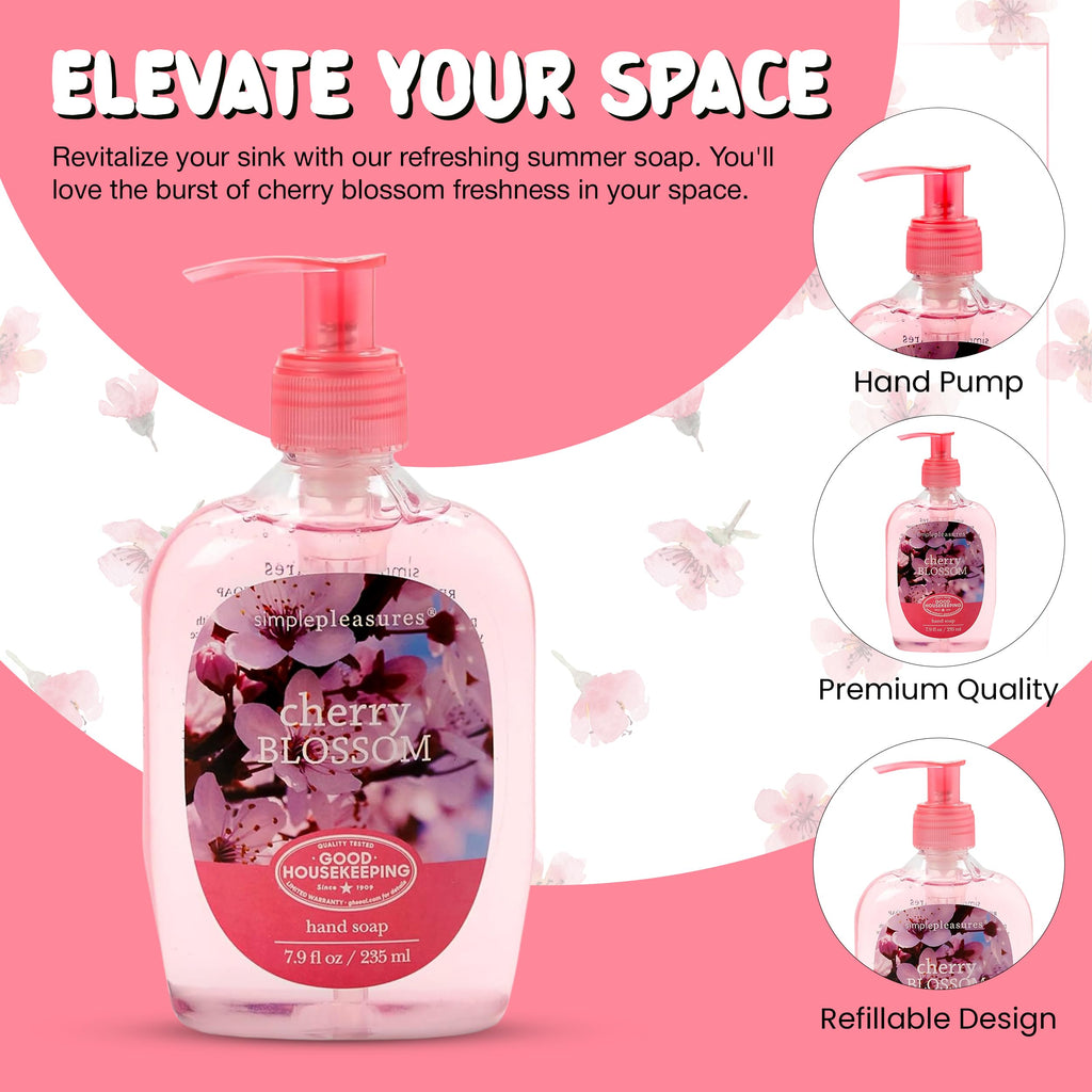 SIMPLE PLEASURES Premium Hand Soap Refills Collection - Fresh Cotton Scent, 7.9 oz Bottle with Jumbo 59 oz Refill - Goodhousekeeping Seal Approved - Multiple Scents Cotton Scented Hand Soap and Refill
