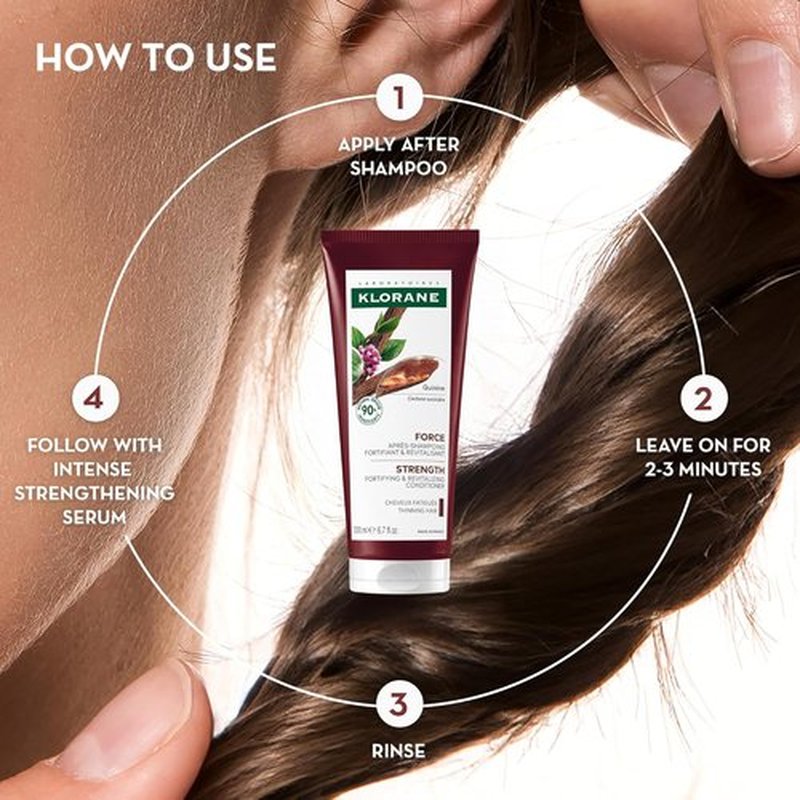 Klorane Strengthening Conditioner with Quinine - Natural Hair Thinning Solution - Vegan & Dermatologist-Tested - 6.7 fl. oz.