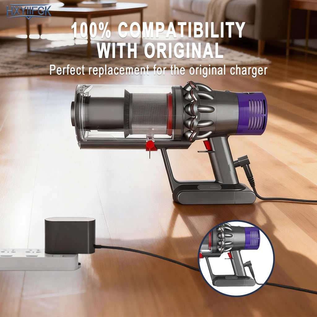 30.45V Cordless Vacuum Cleaner Charger Compatible with Dyson V10 V11 V12 V15 SV12 SV14 SV16 SV20 SV22 Cyclone Animal Motorhead Absolute Trigger Cordless Vacuum Cleaner 969042-01 217160-02 969350-02