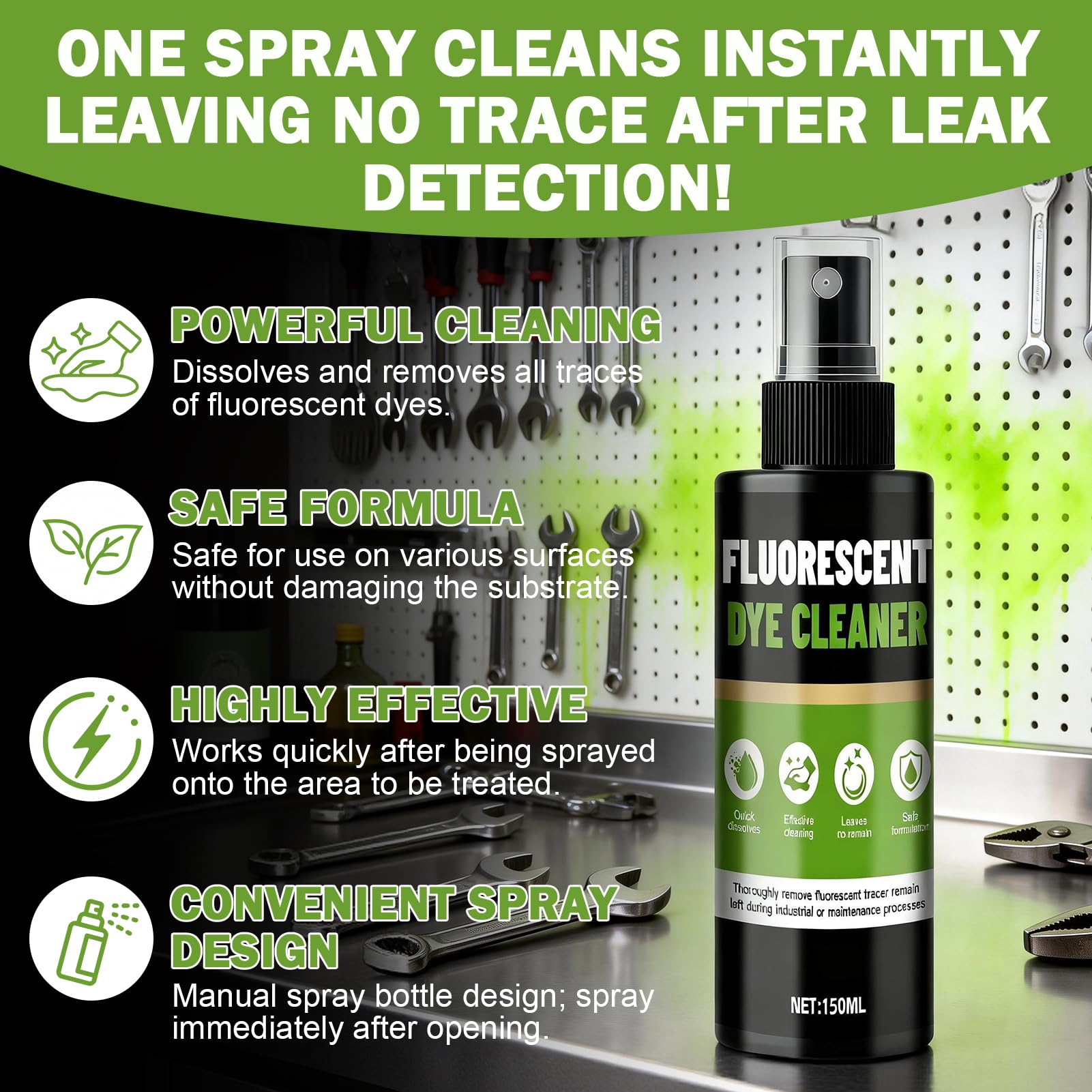 kuailaya Fluorescent Dye Cleaner, 5 OZ Dye Remover, Fast-Acting