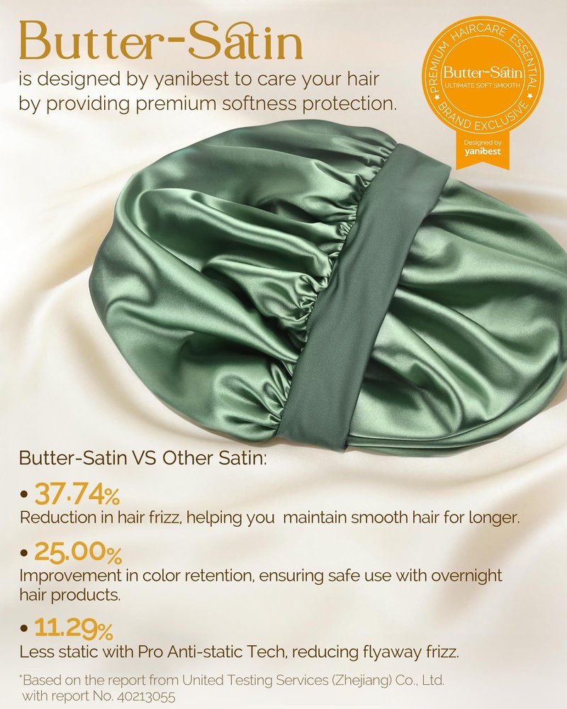 YANIBEST Silk Bonnet for Sleeping Women, Double Layer Hair Satin Bonnets with Elastic Band, Sleep Cap Curly Natural Hair