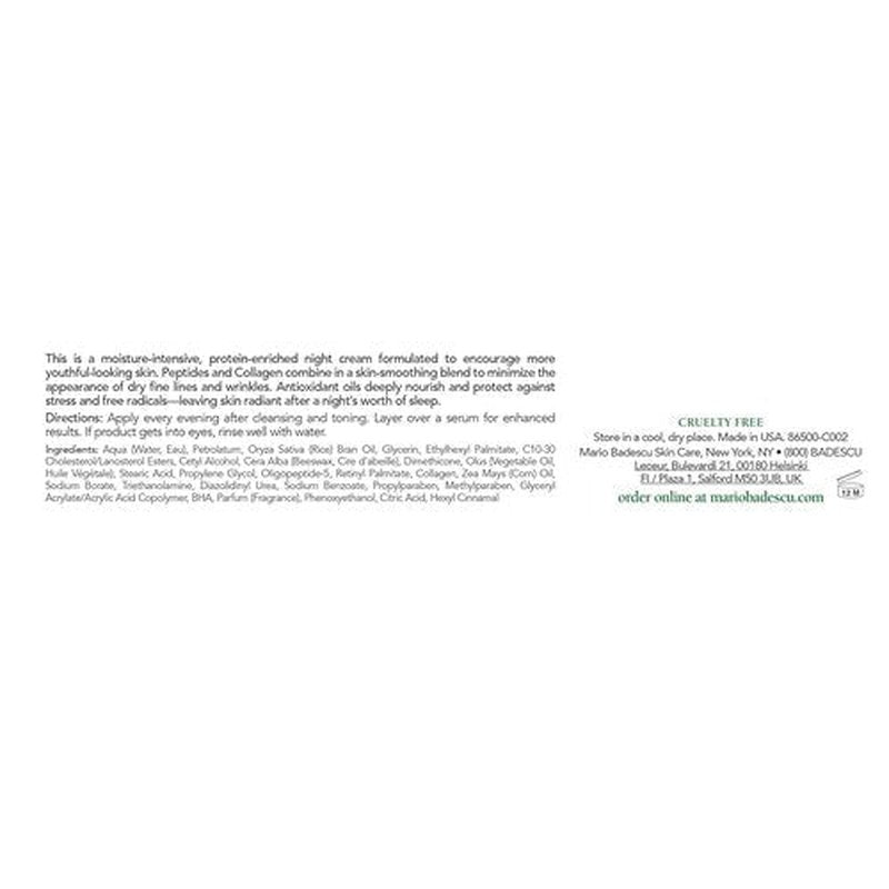 Mario Badescu Protein Night Cream - Anti-Aging Face Moisturizer with Peptides & Vitamins A & E | 1 OZ