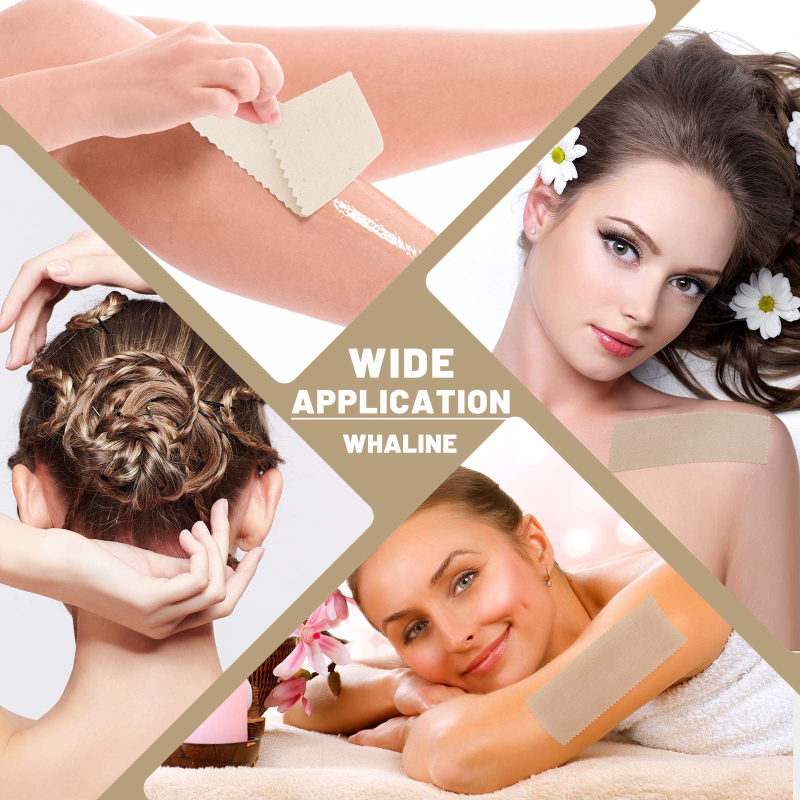 Whaline 200Pcs Fabric Wax Strip Natural Muslin Epilating Wax Strips Facial Hair Removal 7.9 x 2.8 Inch Large Cotton Cloth Precut Waxing Strips for Women Men Body Face Arms Legs Hair Removal