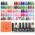 Peacecolor 26PCs Gel Nail Polish Set ,20 Colors Gel Polish Kit with 5Pcs Glossy/Matte/Glitter Top Base Coat Soak Off All Seasons Nude Red Pink Gel Nail Art Kit Valentines Gift for Women