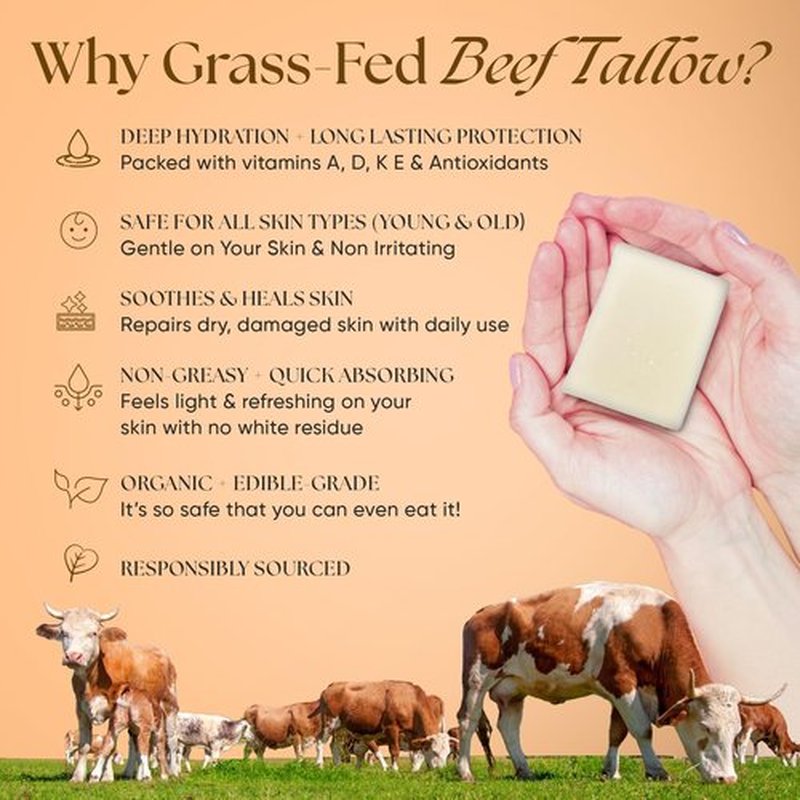 Eat My Face Citrus Bliss Beef Tallow Soap Bars (2-Pack) – Uplifting Scent, Better Value | Grass Fed, Organic | Natural Moisturizing Cleanser for Face, Body & Hair