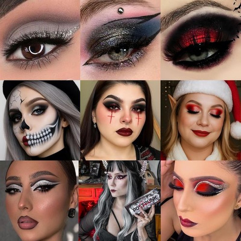 Skiennix Goth Makeup Palette - 12 Highly Pigmented Smokey Eyeshadows in Black, Gray, Red & More