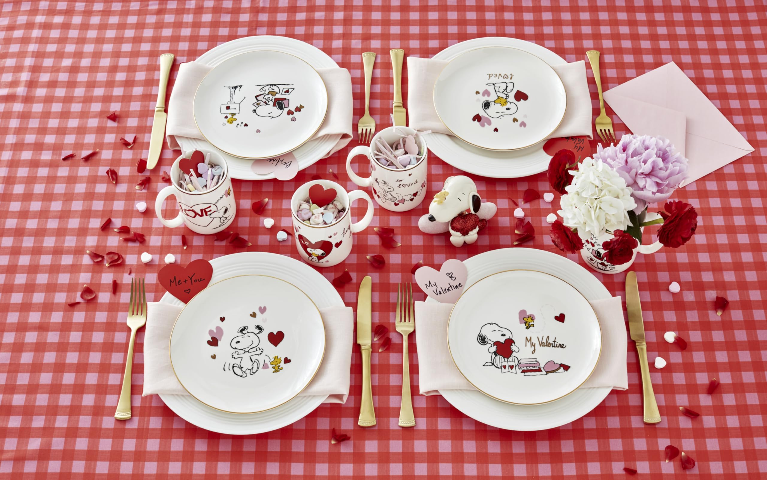 Lenox Snoopy Valentine's Day Entertaining Collection, Mug Set, 4-Piece