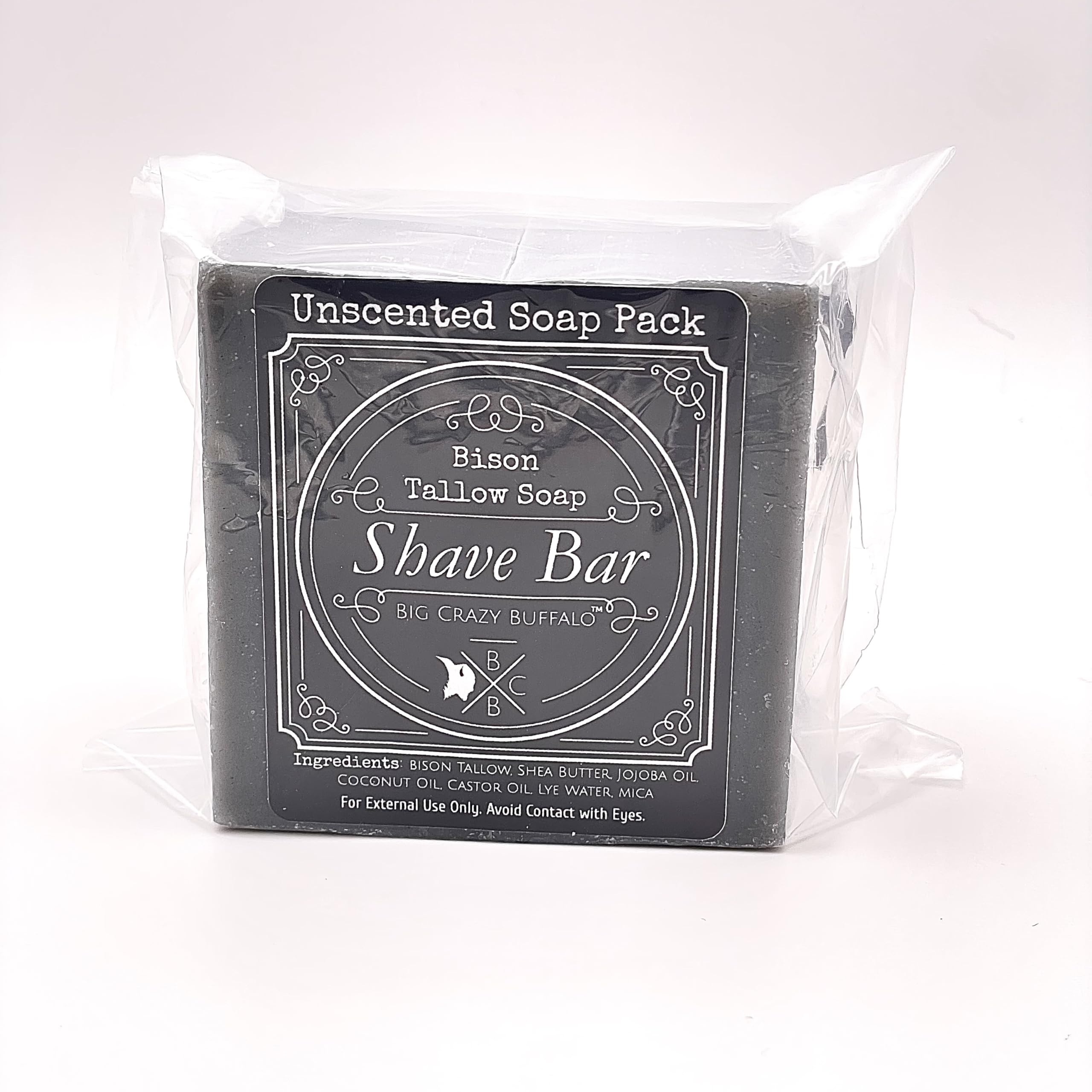 Big Crazy Buffalo Pure Bison Tallow Buff Shave Bar - Razor Friendly, Moisturizing, Glides, Soothes, Pure and Naturally Derived - No Dyes, Chemicals, Fragrances, Preservatives