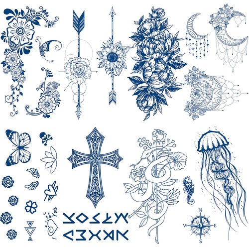 CUTELIILI Realistic Semi Permanent Tattoo for Adults and Kids 8 Sheets, Half Arm Sleeve Temporary Tattoo Waterproof and Lasting 1-2 Weeks,Cute Fake Tattoos for Teens