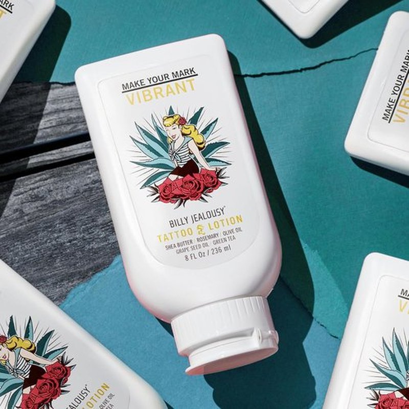 Billy Jealousy Tattoo Lotion - Nourishing Aftercare with Shea Butter & Green Tea Extract for All Skin Types
