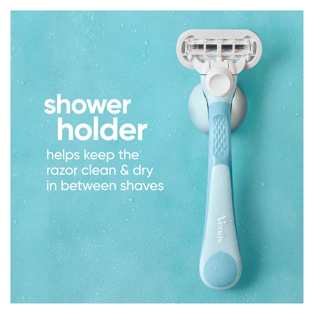 Gillette Venus Extra Smooth Women's Razor with Reusable Handle, 5 Blade Refills and Shower Holder