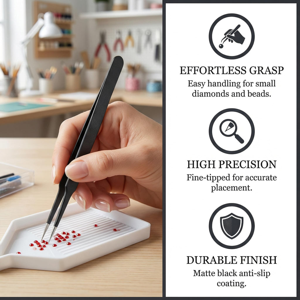 Huacan 5 pcs Diamond Painting Tweezers Diamond Painting Accessories Stainless Steel Tools