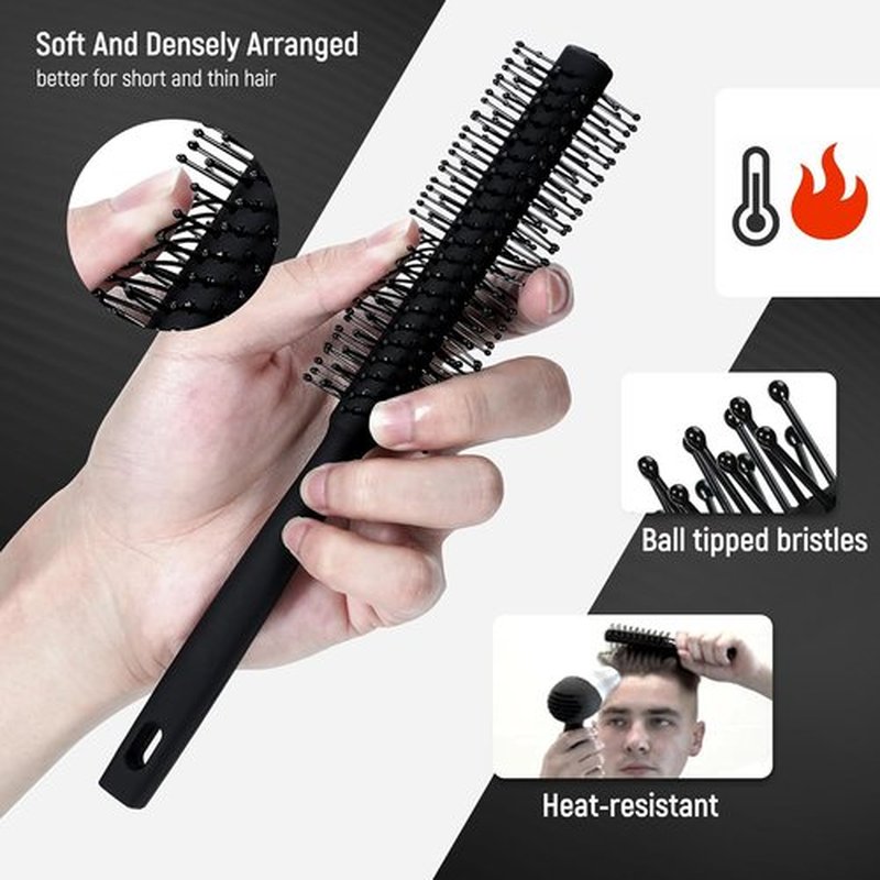 Skiennix 3PCS Hair Comb Set - Fine & Wide Tooth Combs with Roller Brush for Volume & Styling