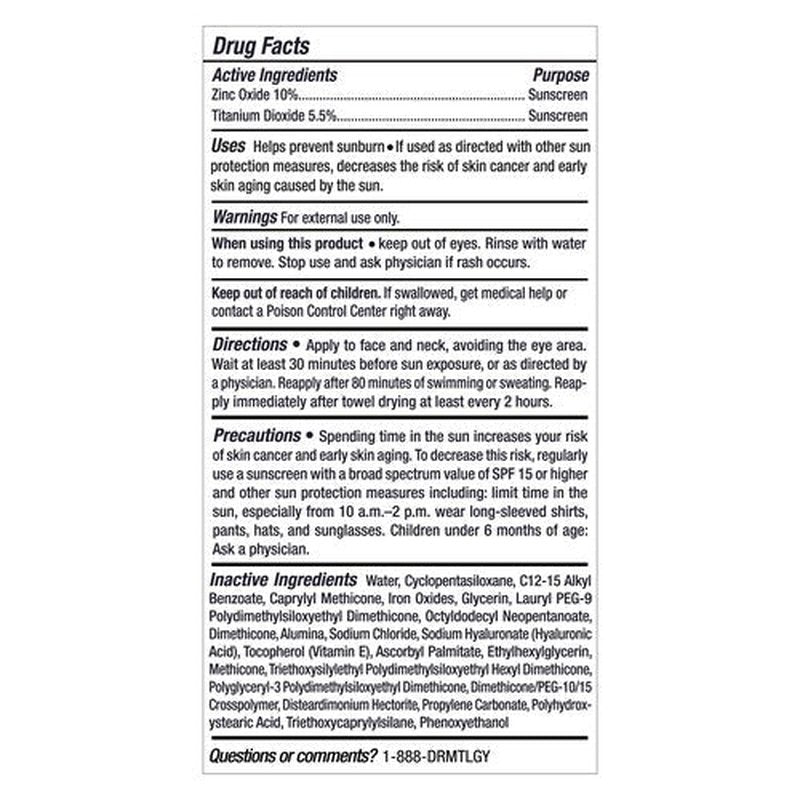 DRMTLGY Physical Tinted Moisturizer with SPF 44. Universal Tint. All-In-One Mineral Tinted Sunscreen and Foundation with Broad Spectrum Protection Against UVA and UVB Rays, 2.05 oz
