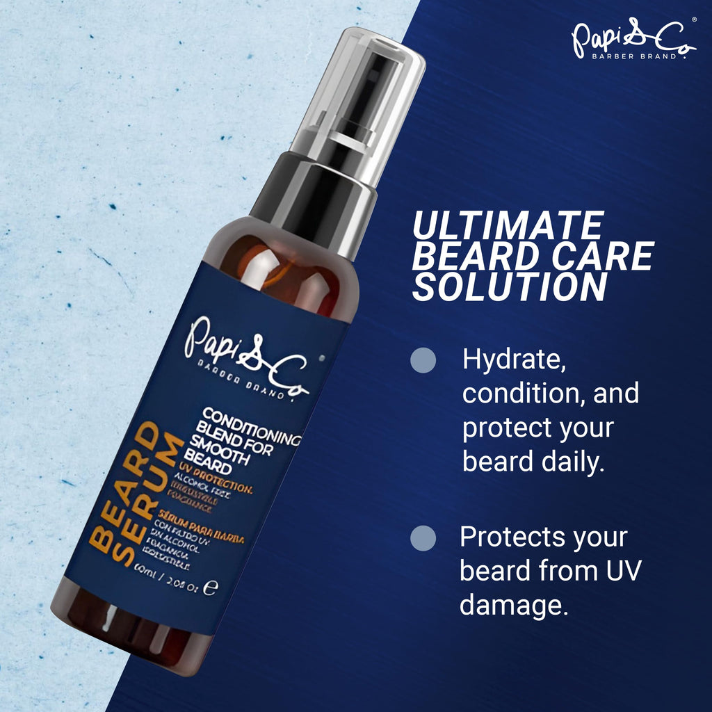 PAPI & CO. - Beard Serum, Beard Moisturizer for Men, Beard Conditioner with UV Protection, Beard Oil with Tea Tree, Chia, Jojoba, & Mint Oils, Beard Softener for Men, 60 mL