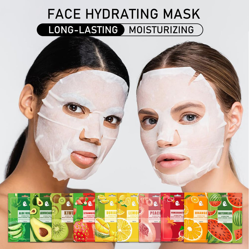 Face Masks Skincare,Hydrating Sheet Masks,Collagen Night Wrapping Mask,Facial Mask for Men&Women,with Collagen Essence and Fruit Extracts,Nourishing and Moisturizing for All Skin Types 10 Pack B7
