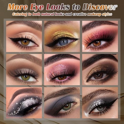 Professional Neutral Smokey Eyeshadow Makeup Palette, Matte Shimmer Metallic Black Grey Dark Goth Eye Shadows for Halloween, Pigmented Warm Smoky Naked Nude Rosy Gold Brown Pallet Daily Make Up Kit