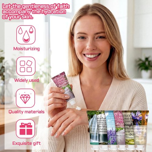 Leelosp 6 Pcs Christian Hand Cream Bulk for Women Bible Verse Hand Lotion Gifts Mini Travel Size Lotion Christian Gifts for Women Skin Dry Bible for Mom Grandma Christmas Holiday