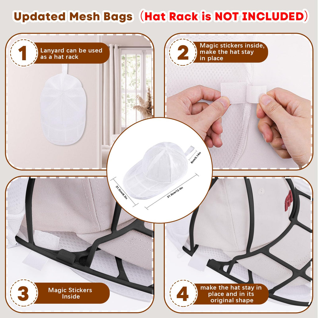SelfTek 2 Pack C-ap Washer, Hat Cleaner for Baseball, Hat Washer Mesh Bags Compatible with Most Washing Cage- Hat Rack is NOT INCLUDED