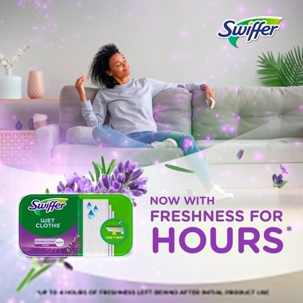 Swiffer Sweep + Mop Wet Pads Refill - All-Purpose Floor Cleaner for Dirt & Dust | Lavender, 12ct