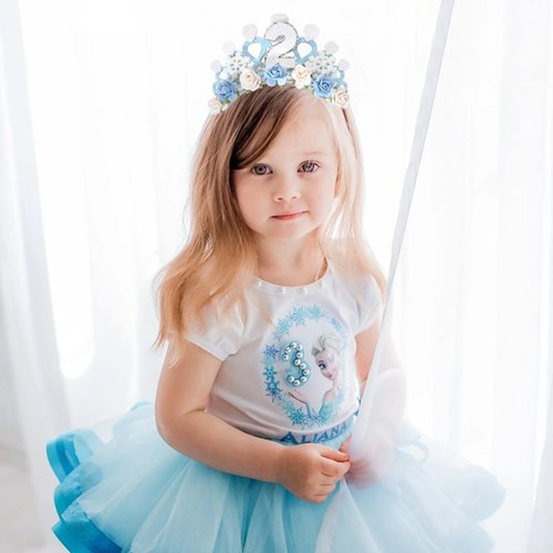 Jissoo Snowflake Ice Queen Crown - 2nd Birthday Tiara, Snow Queen Tiara Alice Band Headband, Party Props, Girl Gifts (Frozen-2), Small