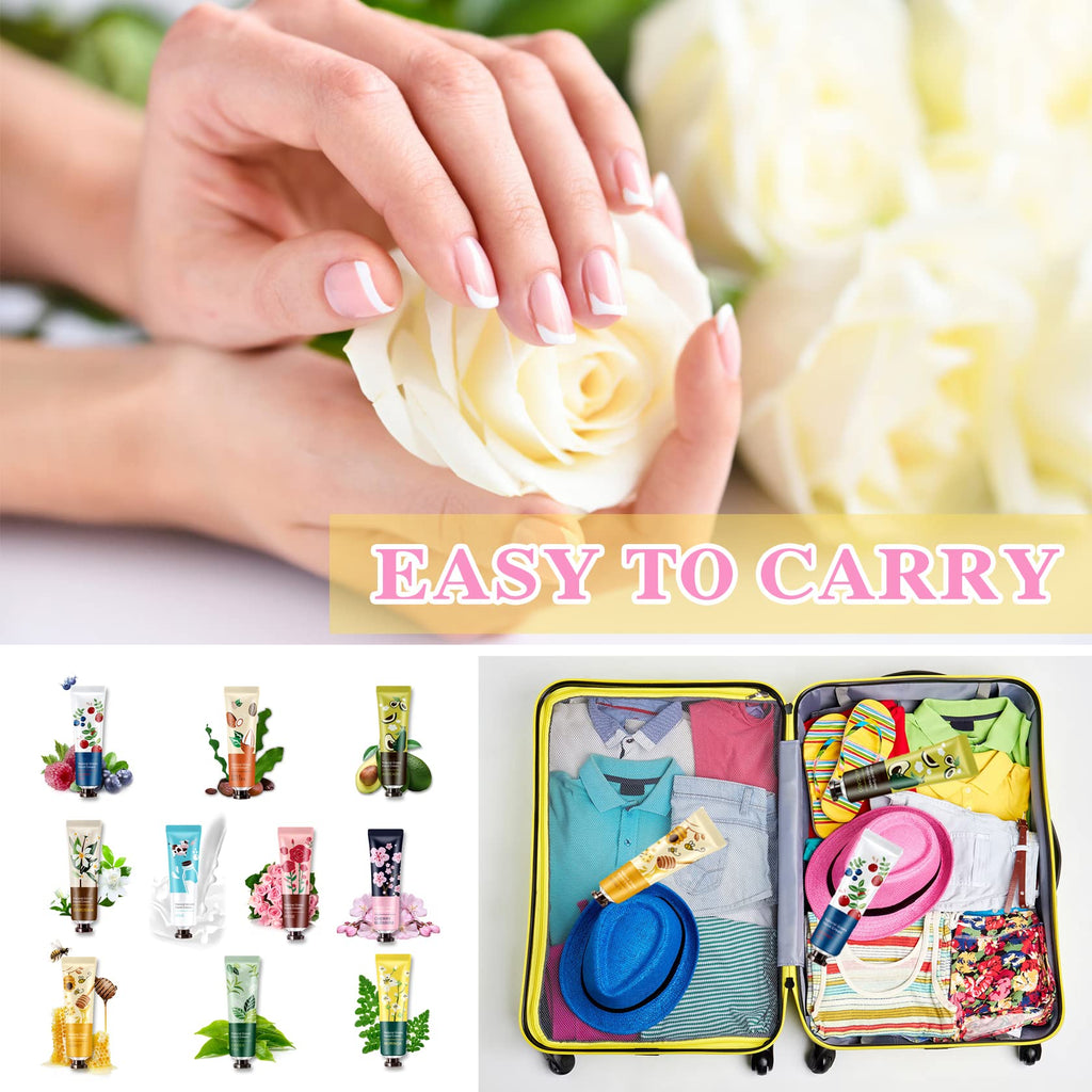 10 Pack Natural Plant Fragrance Hand Cream for Dry Hands,Moisturizing Hand Care Cream Hand Lotion Travel Gift Set,Travel Size Hand Lotion Set for Men and Women-30ml