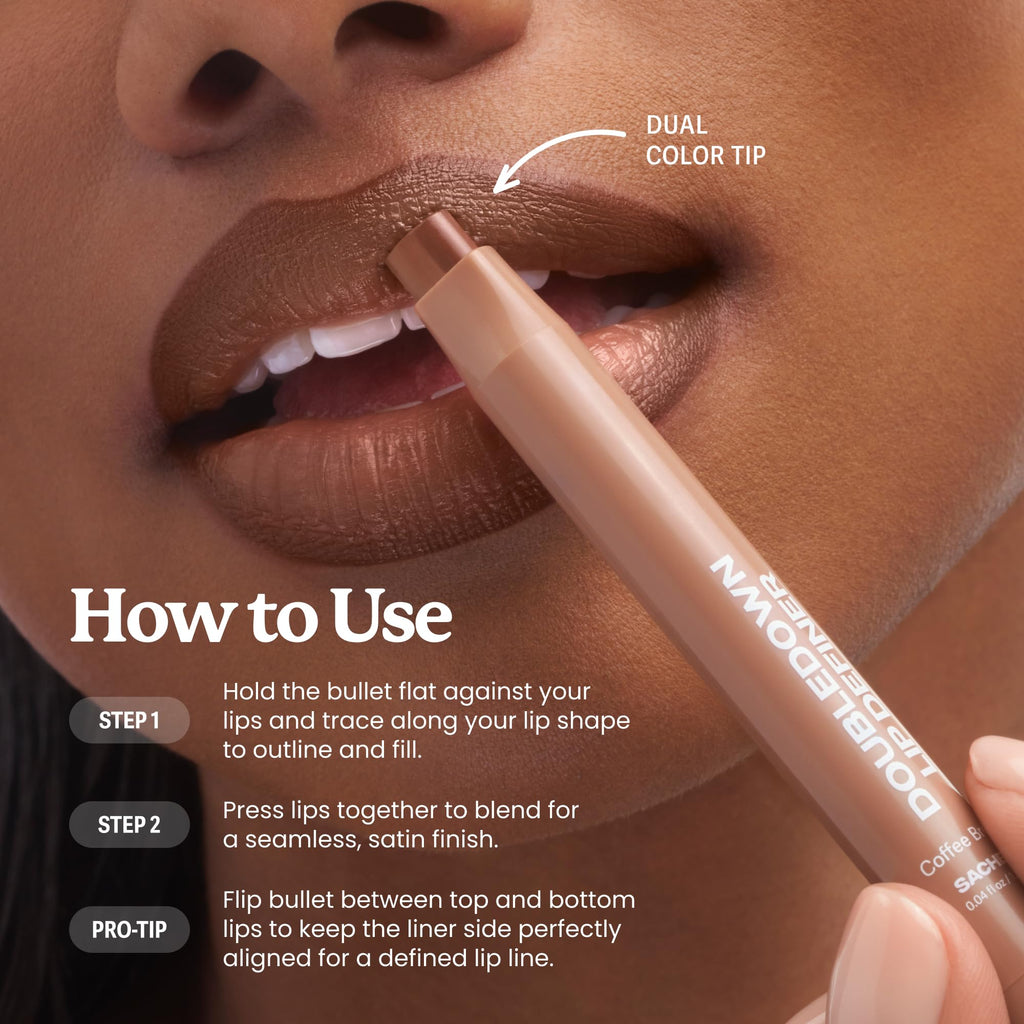 Sacheu DoubleDown Lip Definer, 2-in-1 Lip Liner & Balm — Hydrating Korean Makeup Lipstick with Pigmented, Buildable Color, Creamy Satin Finish, Avocado Oil, Rosehip Oil & Vitamin E (Off Duty)