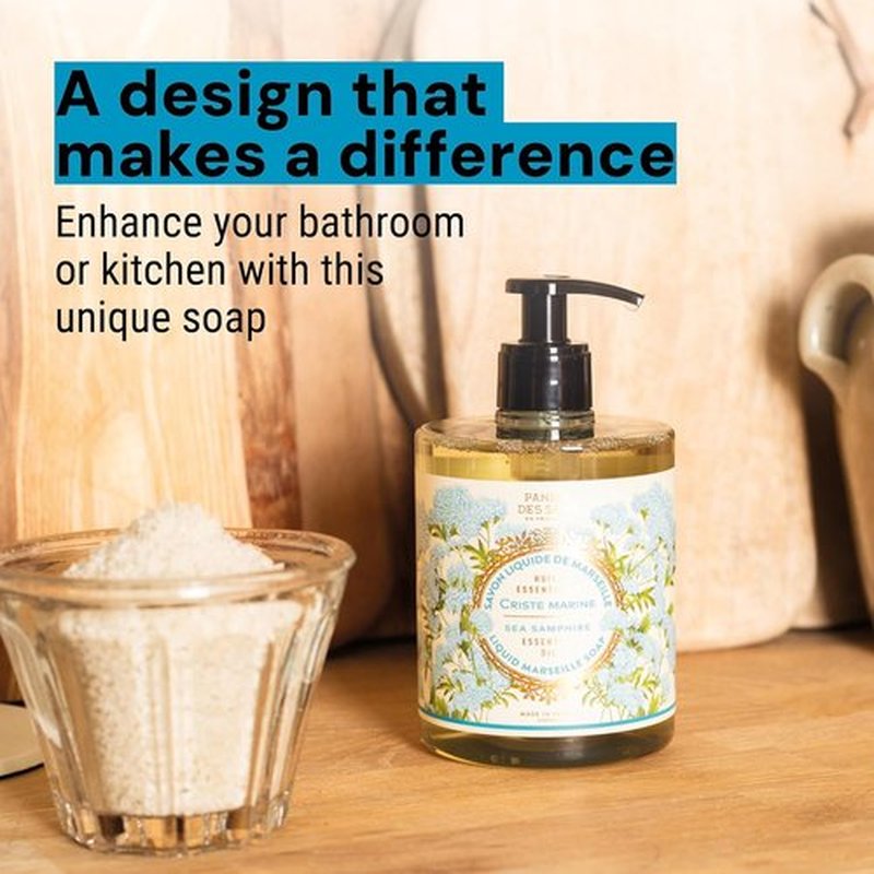 Panier des Sens - Fresh Sea Fennel Hand Soap - Moisturizing Liquid Soap with Olive Oil - 16.9 Fl Oz Refillable Bottle