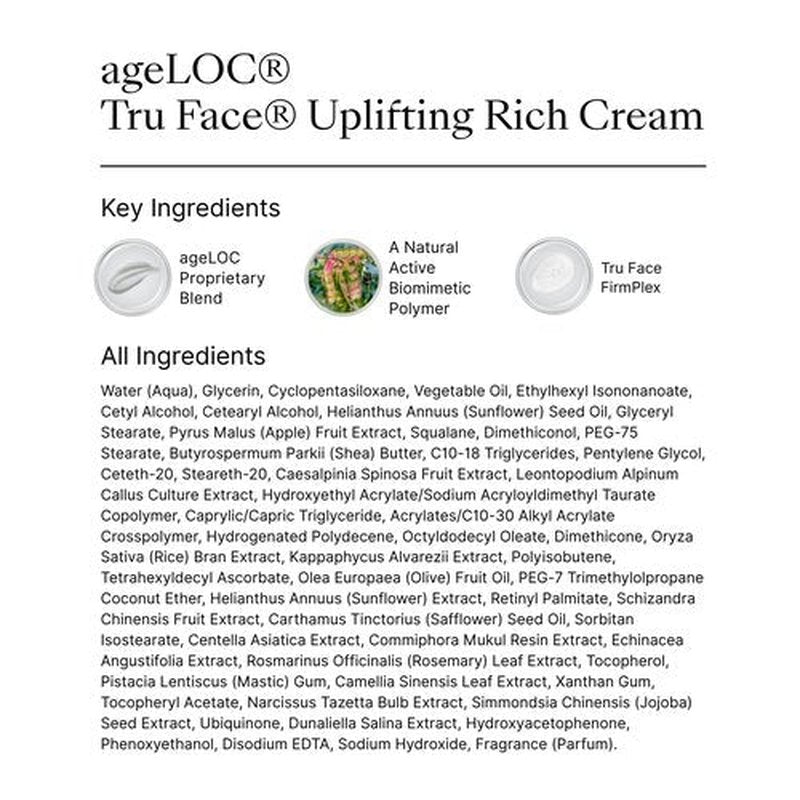 ageLOC Nu Skin Tru Face Uplifting Rich Cream | Luxurious Face Moisturizer | Silky Cream Texture With Deep Hydration | Supports Skin Firmness & Smooth Appearance | 1.0 fl oz