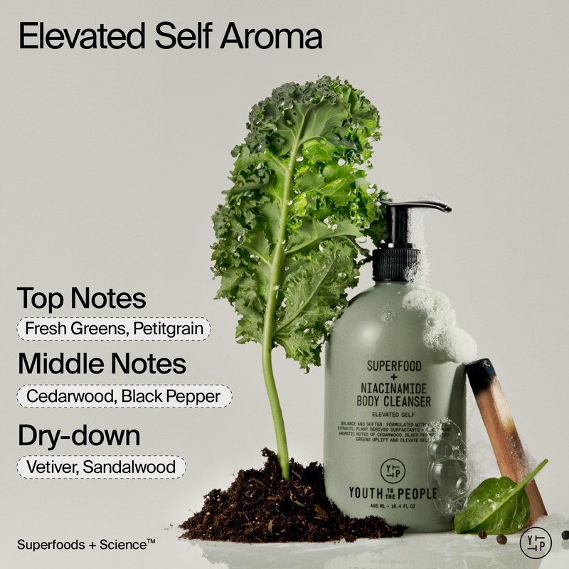 Youth To The People Superfood + Niacinamide Body Wash, Travel Size (2.5 fl oz), Kale + Green Tea Cleanser with Nourishing Vitamins + Antioxidants, Improves Skin Texture + Dullness, Scented, Vegan