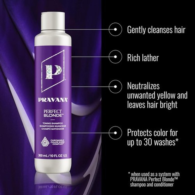 Pravana The Perfect Blonde Purple Toning Shampoo - Neutralizes Brassiness & Enhances Shine | Vegan, Sulfate-Free