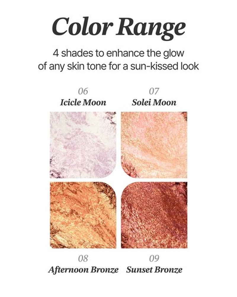 Glint Marble Highlighter (Icicle Moon, 0.08oz) - Korean Makeup. Inspired Baked for Smooth, Radiant Glow, Long-Lasting Wear. Enriched with Micro Pearl Particles