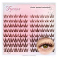 Fyonas Brown Lash Clusters Manga Eyelash Clusters Spiky Cluster Eyelash Extensions 80Pcs D Curl Individual Lashes Volume Anime Lash Clusters with Thin Band Cosplay Lashes DIY at Home (Cutey Brown)