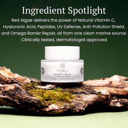 Noku Marine Cream - EWG Verified Ultra-Hydrating Anti-Aging Moisturizer with Red Algae & Vegan Collagen | 50 ml | Vegan, Cruelty-Free, Award-Winning