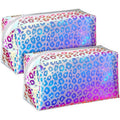 Boao Holographic Makeup Bag Set - Iridescent Glitter Travel Cosmetic Pouches | Zipper Toiletry Organizer, 2 Pcs