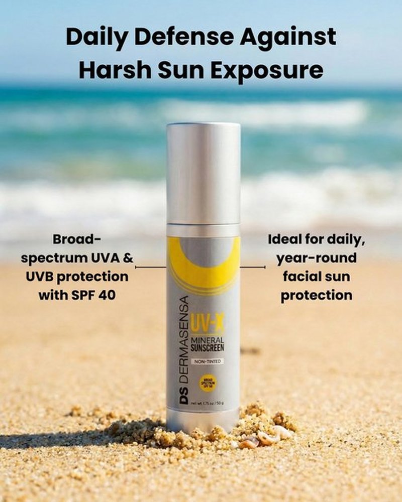 DS Dermasensa UV-X Mineral Sunscreen SPF 40 – Broad Spectrum Daily Facial Sunscreen, 1.75 oz (50g) (Non-Tinted)