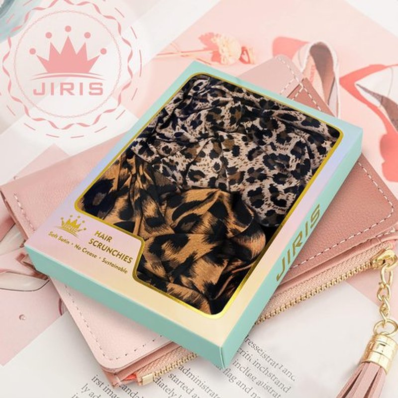 JIRIS 2Pcs Big Leopard Hair Scrunchies for Women, Fashion No Crease Hair Ties for Thin Thick Hair,Soft Hair Bands No Damage for Girls, Ideal Gifts for Women (Set 13)