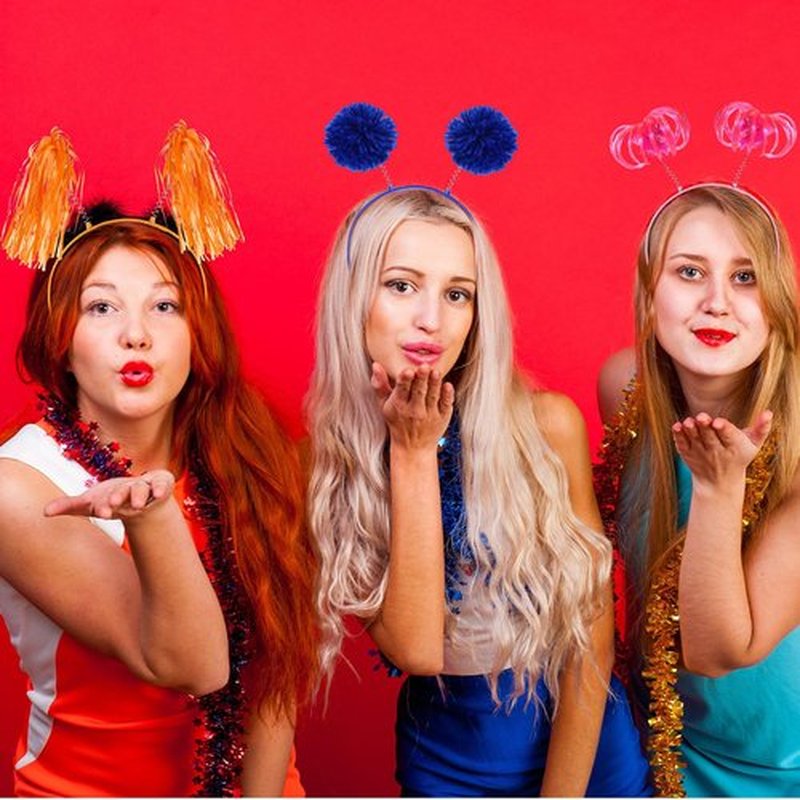 Censen 24 Pcs Pom Pom Headband Tinsel Wrapped Ponytail Head Bopper Costume Headwear Carnival Easter Party Accessory(Multicolored)