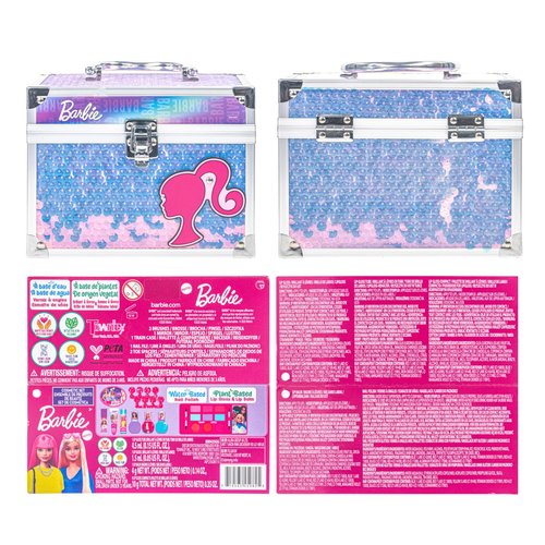 Barbie Train Case Beauty Set, Kids Makeup Kit for Girls, Real Washable Makeup Set, Play Makeup, Party Favor, Birthday, Ages 3 4 5 6 7 8 9 10 11 12 by Townley Girl