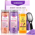 XIWEIOO Himalayan Pink FOOT SOAK SALT Kit Tea Tree Oil - Moisturize, Foot Odor cream spa bath massager Epsom Salt foot pedicure at home spa Callus Remover Gel Kit Foot file tools