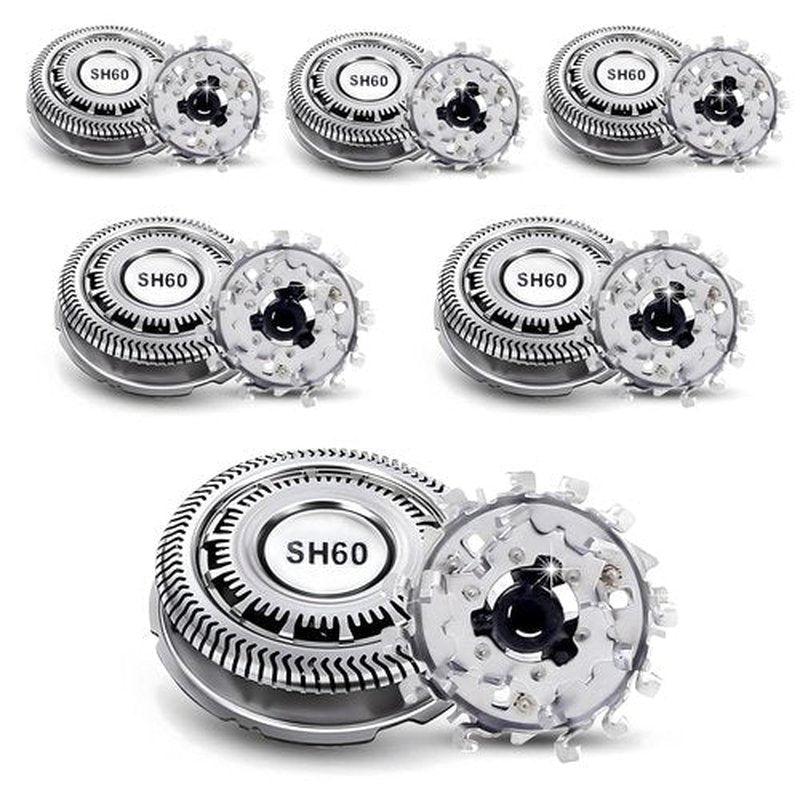 Philips Norelco Replacement Heads - 6-Pack Compatible with SH60 Series 6000 - Upgraded Blades for S6810/S6820/S6850/S6880